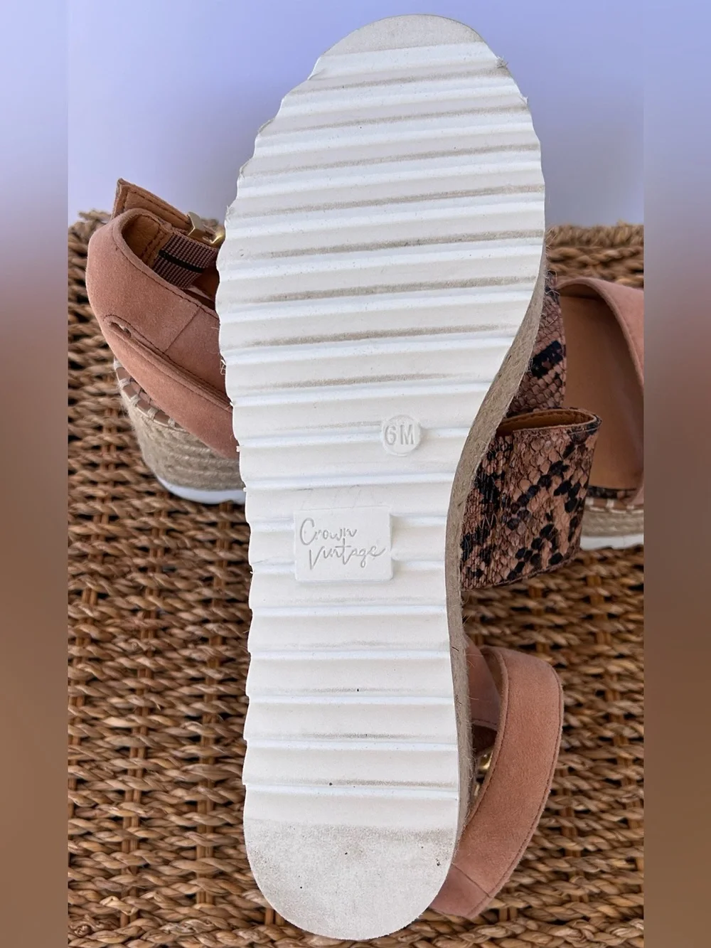 Crown Vintage Women’s Daylen Espadrille Wedge Sandals Snake Print Size 6M